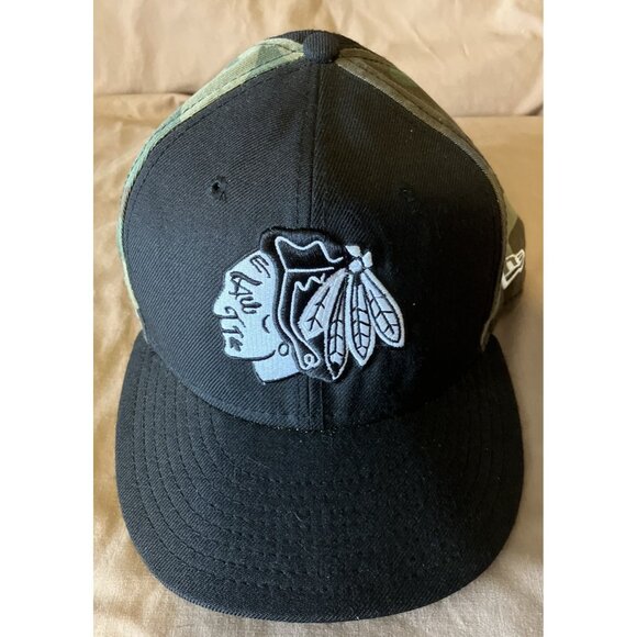 Chicago Blackhawks Hat New Era 9Fifty Adjustable SnapBack Cap Black/Cammo - Picture 1 of 5